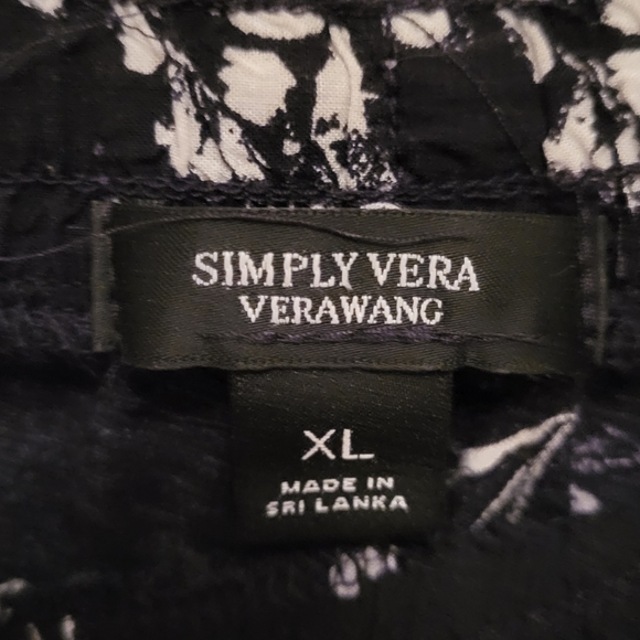 Simply Vera Wang Flowy Floral Palazzo Comfortable Capri Drawstring Pants - Picture 3 of 3